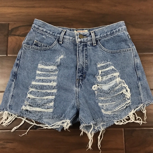 Guess Pants - Vtg Guess High Waist Distressed Denim Jean Shorts